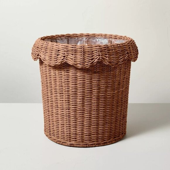 12" Rattan Scalloped Planter Basket - Hearth‎ & Hand Magnolia - Boho Plant Decor - Picture 1 of 8